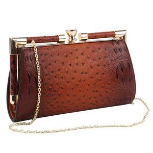 Ollie Faux Leather Clutch (Brown)